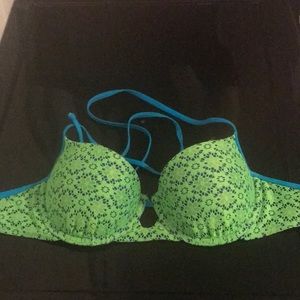 Green and blue lace bikini top from Hollister
